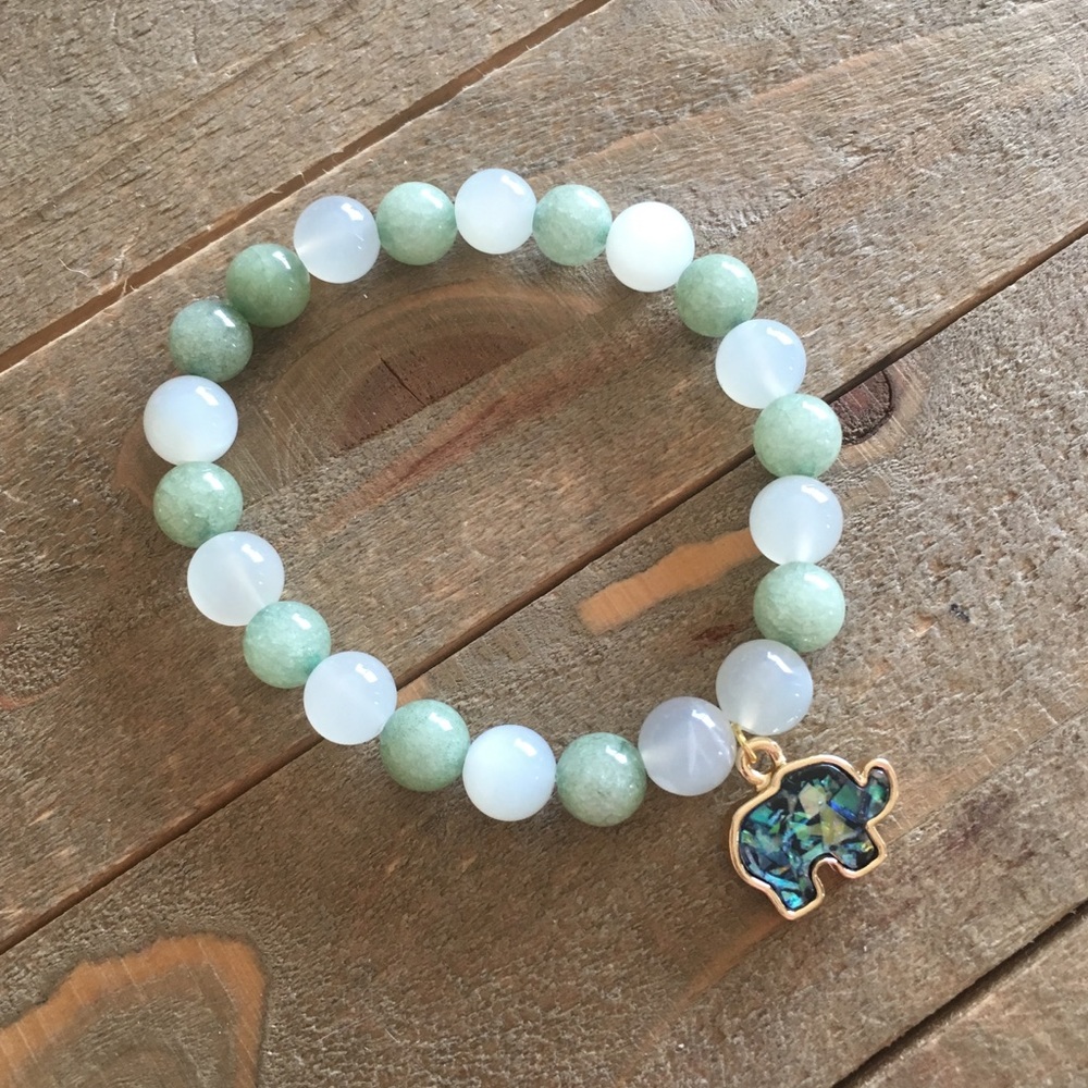 Moonstone and Green Jade Bracelet - Picture 2 of 4